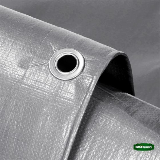  GRASHER Αδιάβροχος Μουσαμάς - Τέντα 2x3m 250gr/m² με κρίκους γκρι 103847