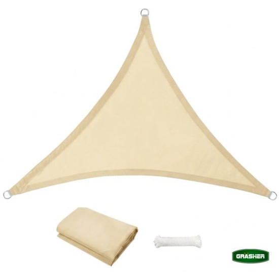 GRASHER Πανί σκίασης οxford αδιάβροχο τρίγωνο 180gr/m² εκρού 5x5x5m  με κρίκους 104127