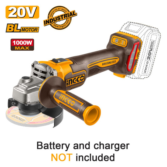 INGCO Γωνιακός Τροχός Μπαταρίας 115mm 20V Li-Ion SOLO CAGLI27153E 
