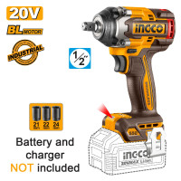 INGCO Μπουλονόκλειδο κρουστικό μπαταρίας 20V Li-Ion SOLO 550-700Nm με AI CIWLI20551