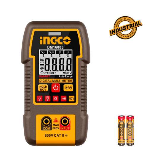 INGCO Ψηφιακό πολύμετρο 600V true RMS με μέτρηση AC/DC/ Αντίστασης/ NCV DM16003