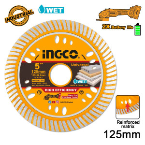 INGCO Διαμαντόδισκος Λεπτός Δομικών Υλικών 125mm x 1.6mm DMD061251