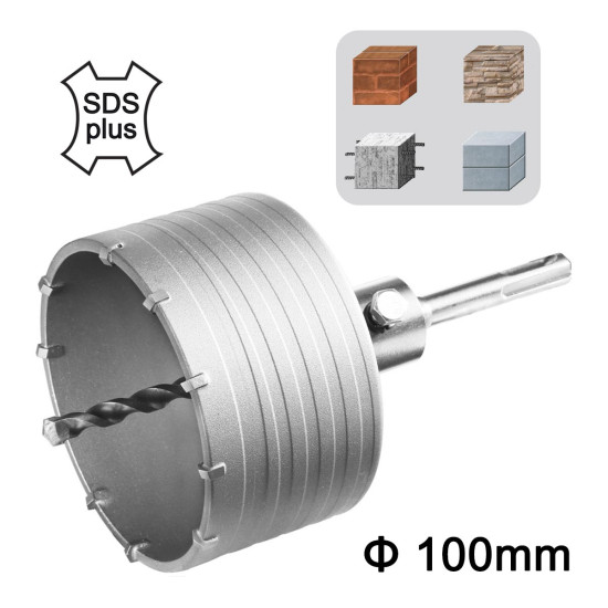 INGCO Ποτηροκορώνα μπετού-τούβλου SDS plus 100mm HCB1001