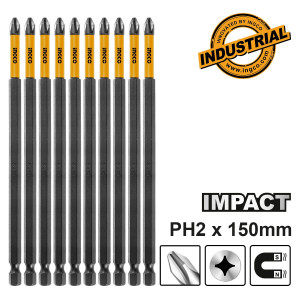 INGCO Κατσαβιδόμυτες Impact 1/4" PH2x150mm 10 τεμ. SDBIM11PH263