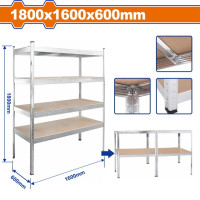 WADFOW Ραφιέρα μεταλλική γαλβ. 4 ραφιών 1800Χ1600Χ600mm WTS1A16