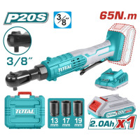TOTAL Σετ καστάνια 3/8" μπαταρίας Li-ion 20V / 65Nm / 2Ah / 1 ΜΠΑΤΑΡΙΑ TDRLI2060152