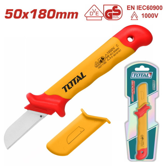 TOTAL Μαχαίρι απογύμνωσης καλωδίων ίσιο 180mm 1000V VDE THICK1801