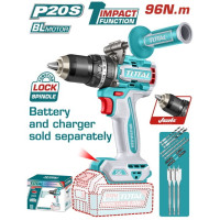 TOTAL Δραπανοκατσάβιδο κρουστικό μπαταρίας Li-ion 20V/96Nm ΧΩΡΙΣ ΜΠΑΤ & ΦΟΡΤΙΣΤΗ BL Motor TIDLI209685